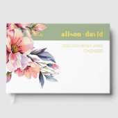 Rhododendron branch peach-pink flowers wedding ゲストブック (正面)