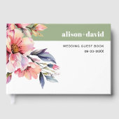 Rhododendron branch peach-pink flowers wedding ゲストブック (正面)