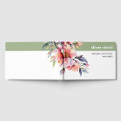 Rhododendron branch peach-pink flowers wedding ゲストブック (全面)