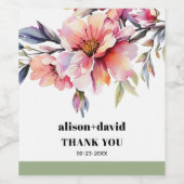 Rhododendron branch peach-pink flowers wedding ワインラベル (シングルラベル)