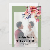 Rhododendron branch with flowers photo wedding サンキューカード (正面/裏面)