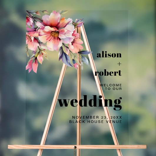 Rhododendron branch with flowers wedding WELCOME A アクリルサイン (ニュートラル)