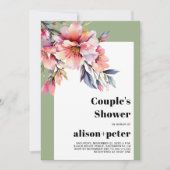 Rhododendron branches with flowers couple's shower 招待状 (正面)