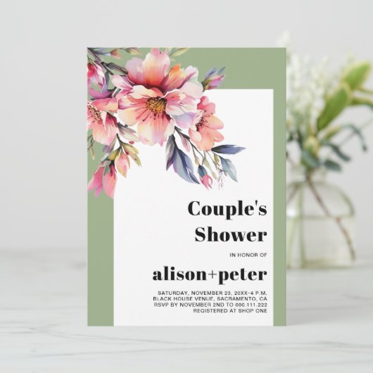 Rhododendron branches with flowers couple's shower 招待状 (スタンド正面)