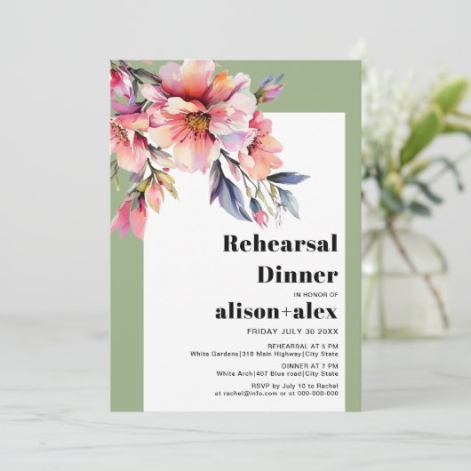 Rhododendron flowers wedding rehearsal dinner 招待状 (スタンド正面)