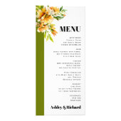 Rhododendron orange yellow fall wedding menu card ラックカード (正面)