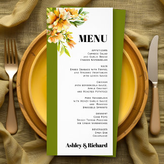 Rhododendron orange yellow fall wedding menu card ラックカード