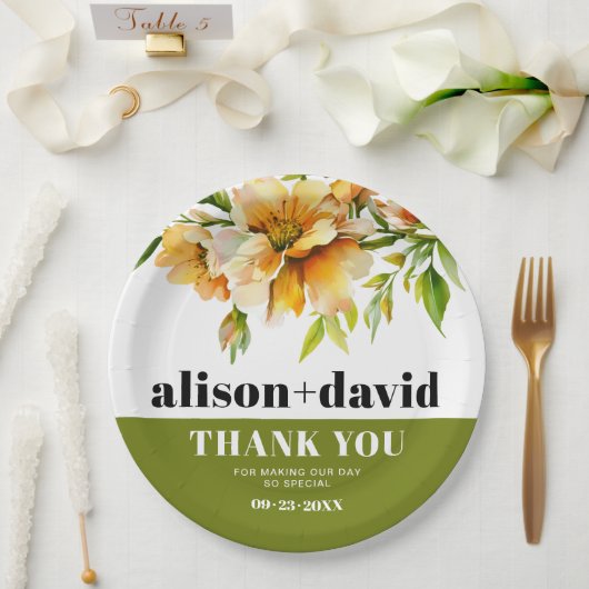 Rhododendron orange yellow flowers fall wedding ペーパープレート (ウェディング)