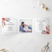 Rhododendron peach-pink flowers floral wedding 三つ折りプログラム (内部)