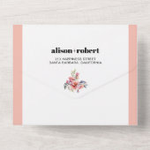 Rhododendron peach pink flowers peach-pink wedding オールインワン招待状 (裏面)