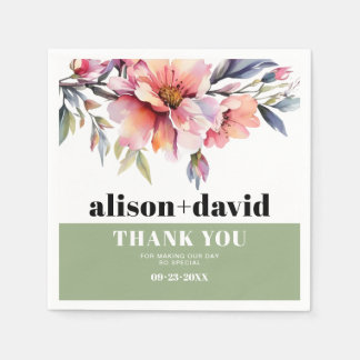 Rhododendron peach-pink flowers typography wedding スタンダードカクテルナプキン