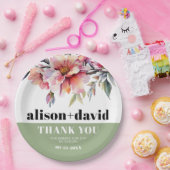 Rhododendron peach-pink flowers typography wedding ペーパープレート (パーティー)