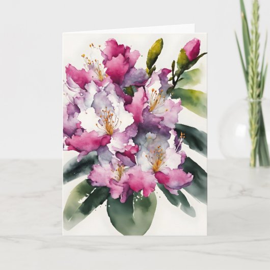 Rhododendron - Watercolor flowers カード (正面)