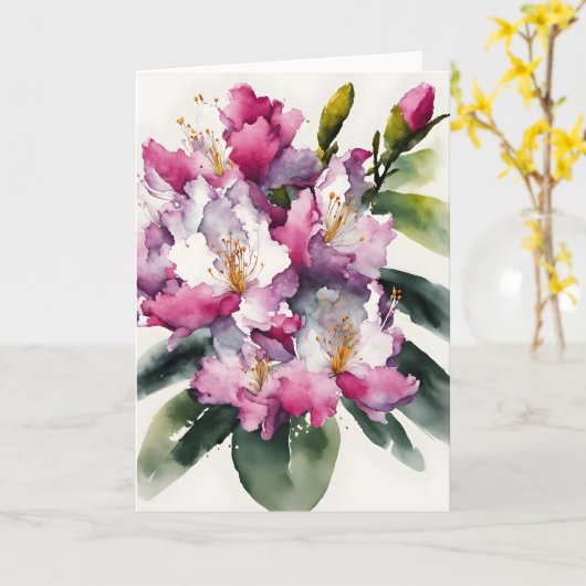 Rhododendron - Watercolor flowers カード (黄色い花)