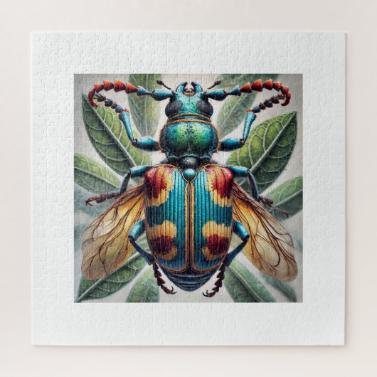 Rhopalophora Beetle in Watercolor 051124IREF206 - ジグソーパズル (縦)