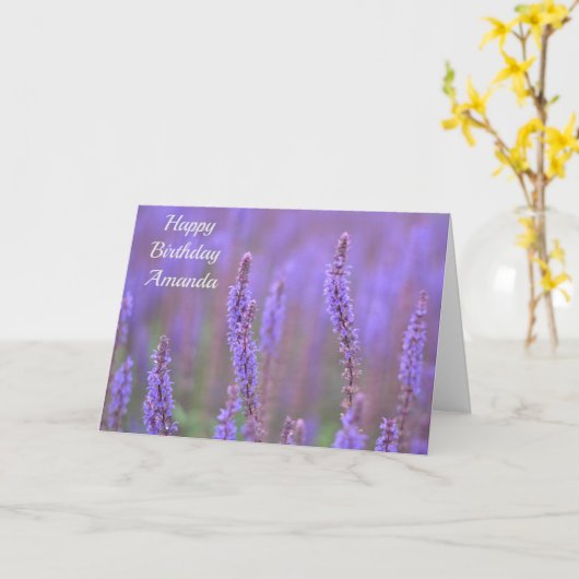 RHS Wisleyの紫色の花の海 カード (黄色い花)