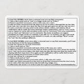 Rhyme Guide On A Card For Poets And Songwriters (裏面)