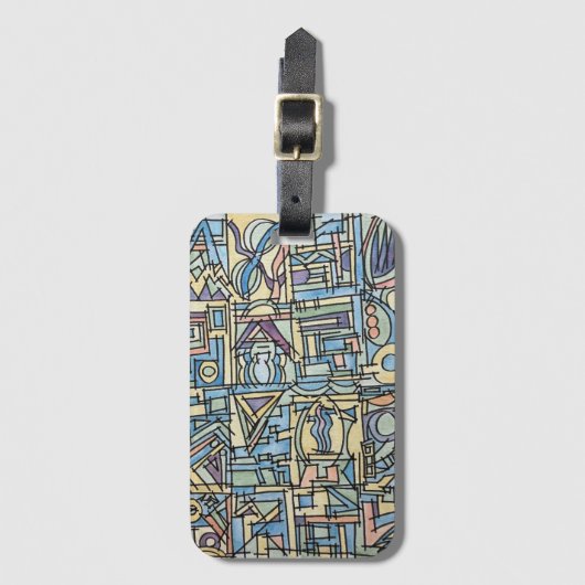 Rhythm In Blue-Hand Painted Abstract Art ラゲッジタグ (正面縦)