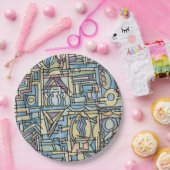 Rhythm In Blue-Hand Painted Modern Geometric Art ペーパープレート (パーティー)