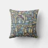 Rhythm In Blue-Modern Bauhaus Geometric Art クッション (裏面)
