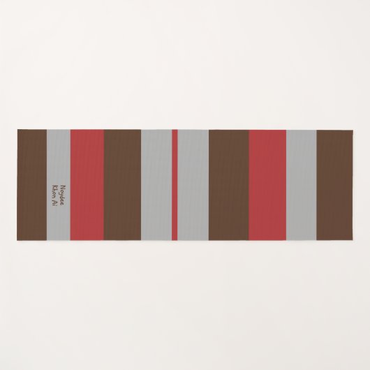 Rhythm Stripes Horizontal Lines Gray Red Brown ヨガマット (正面(横))