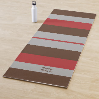 Rhythm Stripes Horizontal Lines Gray Red Brown ヨガマット