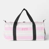 Rhythm Stripes Horizontal Lines Grey Pink White ダッフルバッグ (正面)