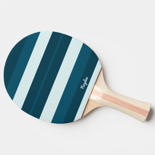 Rhythm Stripes Horizontal Lines Sea Blue White 卓球ラケット (横)