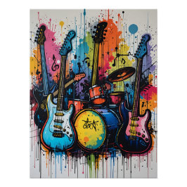 Rhythmic Beats: Musical Graffiti Art ポスター