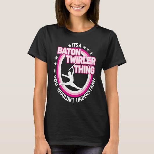 rhythmic gymnastics  baton twirling retro for girl tシャツ (正面)