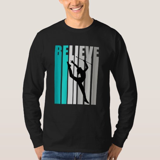 Rhythmic Gymnastics Believe Baton Twirling Girls W Tシャツ (正面)