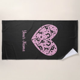 Rhythmic Gymnastics Heart Silhouette Beach Towel ビーチタオル