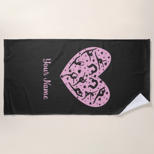Rhythmic Gymnastics Heart Silhouette Beach Towel ビーチタオル (正面)