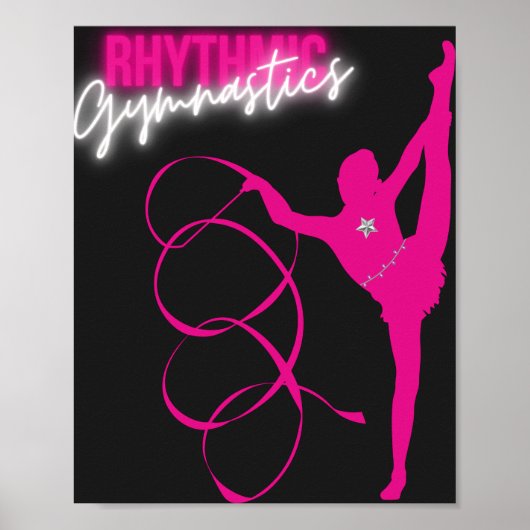 Rhythmic Gymnastics Hot Pink T-Shirt ポスター (正面)