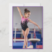 Rhythmic Gymnastics Purple Gold Photo 5th Birthday 招待状 (裏面)