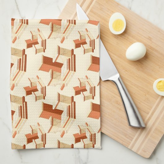 Rhythmic stack of marble pedestals and steps キッチンタオル (四つ折り)