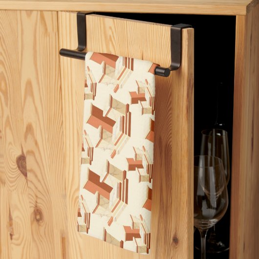 Rhythmic stack of marble pedestals and steps キッチンタオル (三つ折り)