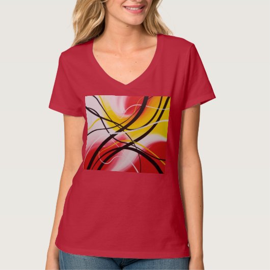 Rhythms in Red, Abstract art Tee Tシャツ (正面)