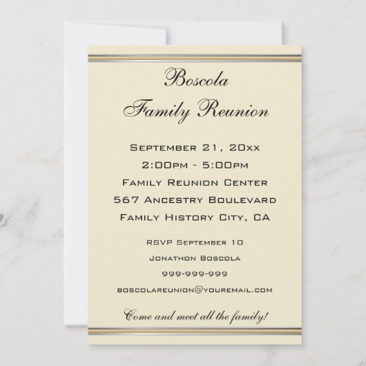 Rialto橋Iのベニス、イタリアの家族会 招待状 (裏面)