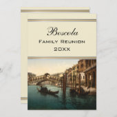 Rialto橋Iのベニス、イタリアの家族会 招待状 (正面/裏面)