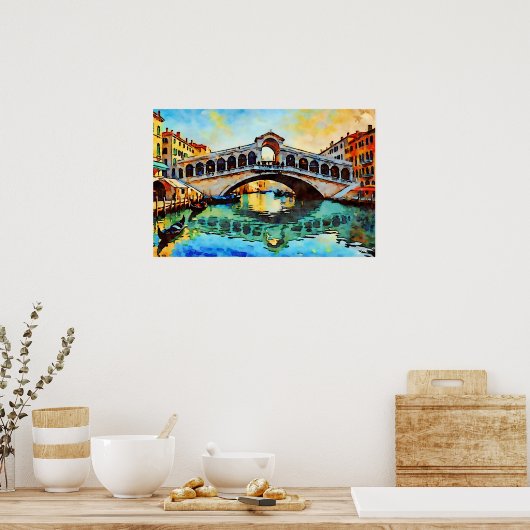 Rialto Bridge Watercolor ポスター (キッチン)