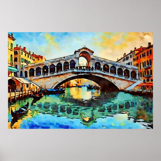 Rialto Bridge Watercolor ポスター (正面)