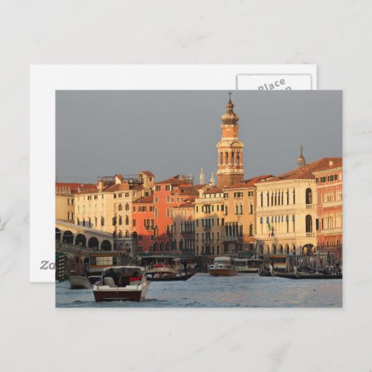 Rialtro橋郵便はがきの近くののベニスの日没 ポストカード (正面/裏面)