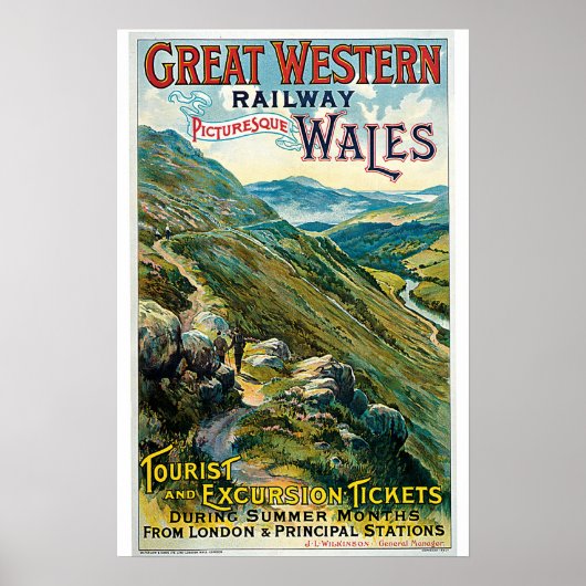 Rialway Wales Vintage Travel Poster ポスター (正面)