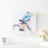 RianbowDog時計 スクエア壁時計 (ホーム)