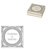 Ribbed Frame Couple Wooden Art Stamp ラバースタンプ (押印)