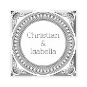 Ribbed Frame Couple Wooden Art Stamp ラバースタンプ (インプリント)