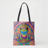 Ribbit and Radiate Boho Frog - サイケデリック Boho トートバッグ (正面)