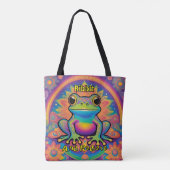 Ribbit and Radiate Boho Frog - サイケデリック Boho トートバッグ (裏面)
