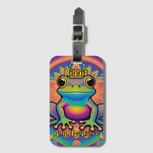 Ribbit and Radiate Boho Frog - サイケデリック Boho ラゲッジタグ (正面縦)